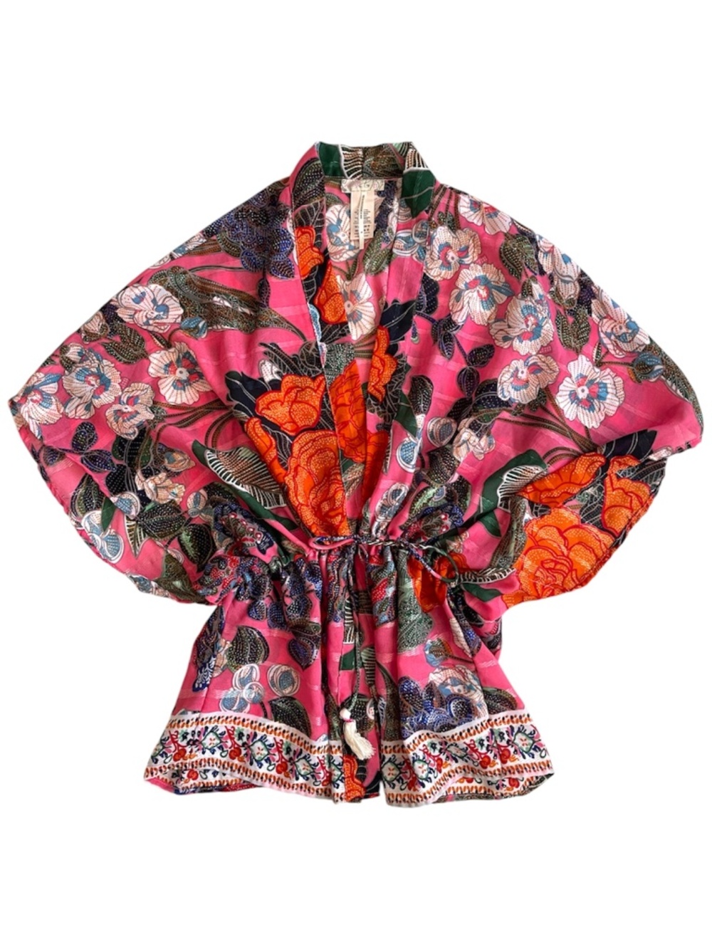 Free People Floral blouse kimono cropped duster cardigan shirt cover-up